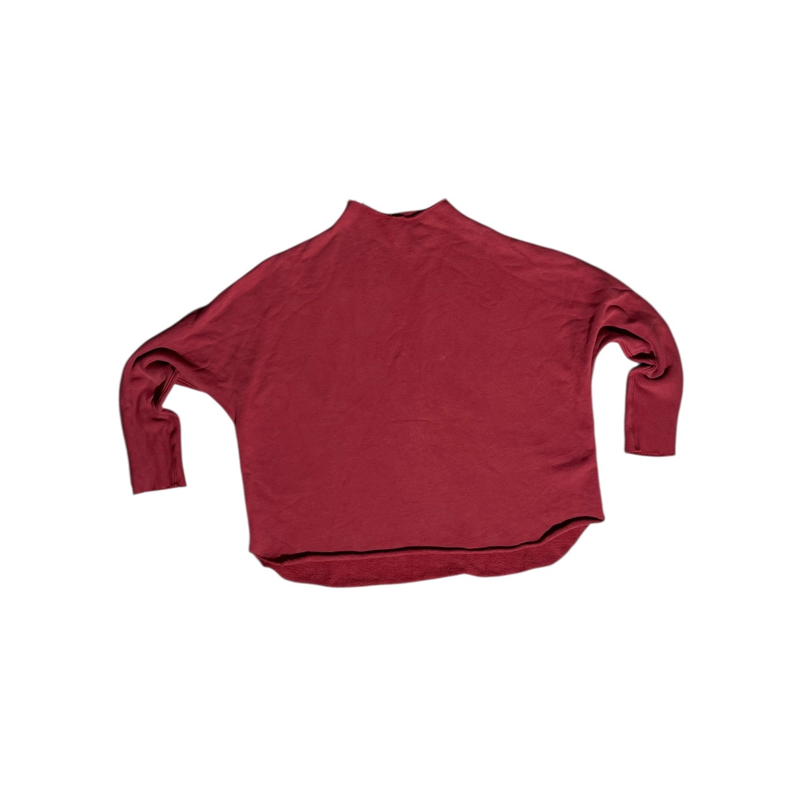 Frank & Eileen Ter Lab Mock Neck Pullover Top Women's Red Cotton